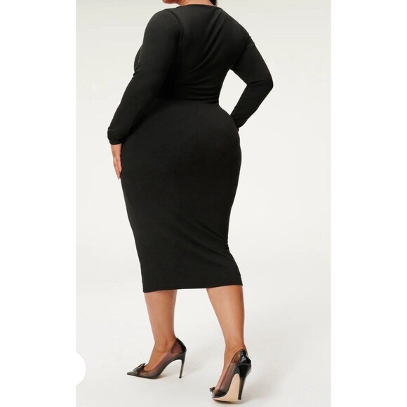 Good American U‎ Ring Midi Dress Women’s Size 3XL/4XL Black Long Sleeve (GA7) - Picture 4 of 11